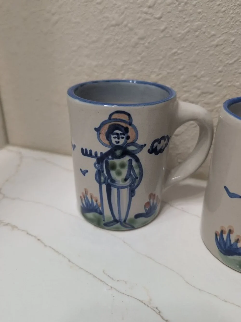 Vintage M.A. Hadley Set of 4 Coffee Mugs - Farmer Sheep Cow Chicken - The End - Picture 5 of 8